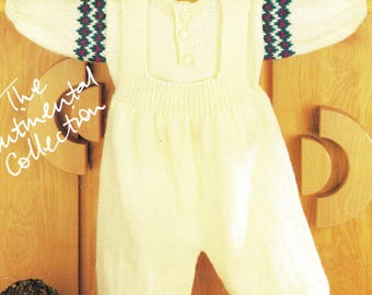 Baby Dungarees Fair Isle Knit Pattern (PDF Download)