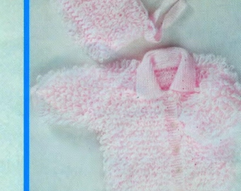 Baby easy loopy cardigan-hooded jacket~ cardigan with collar & hat 2 styles to knit in dk 8ply light worsted  download pdf knitting pattern