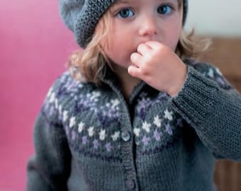 Girl's Fair Isle Cardigan and Hat Knitting Pattern, DK (PDF Download)