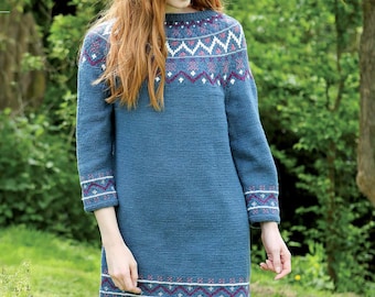 Womens Fair Isle Yoked Sweater Dress 32" - 40" Chest DK 8 Ply Light Worsted Knitting  Pattern PDF Instant Download - With Chart - Etsy Israel