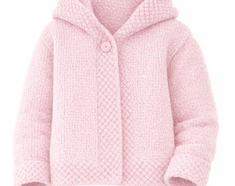 Girls Cropped Hooded Knit Coat Jacket & Gilet Pattern (PDF Download) – Aran 10 Ply Yarn