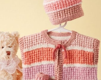 Baby Vest, Hat, Socks Knitting Pattern (12 Months) (PDF Download)