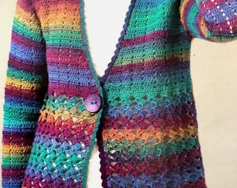 Woman's *crochet * long - short sleeved cardigan & waistcoat crochet pattern * fits chest 28 - 46" *bigger sizes* dk 8ply wool* download*pdf