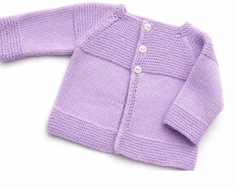 Baby Children’s Jacket Cardigan Garter Stitch Yoke Easy Stitches Newborn 0 -9 months ~ 3, 4 & DK 8 ply yarn pdf instant download