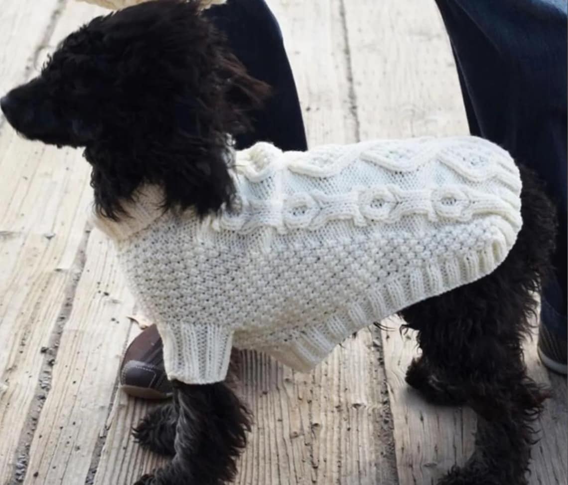 Cable Dog Coat * Downloadable Pdf Knitting Pattern* Fits Dogs Chest, 10