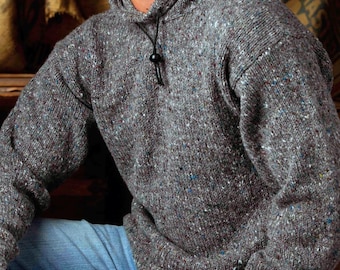 Men's Knit Hooded Sweater Pattern – Aran Worsted 10 Ply (PDF Download)