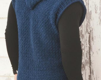 Crochet Hooded Sweater Vest Pattern – Adult & Child Sizes, Aran Worsted Weight (PDF Download)