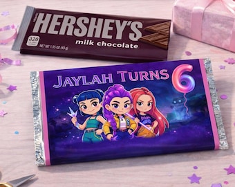 Pop Star Girl Birthday Candy Bar Wrapper | Custom Name and Age | Digital Download