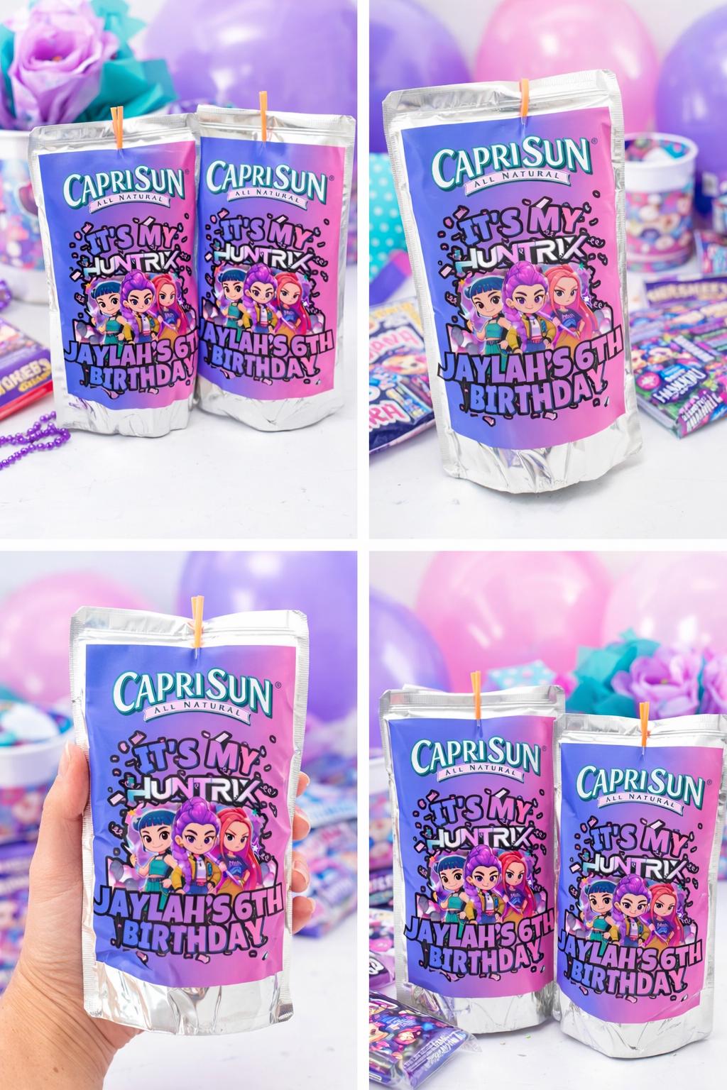 Huntrix Birthday Capri Sun Labels | Personalized Juice Pouch Wrappers ...