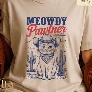 Meowdy Pawtner Shirt, Funny Cowboy Cat Tee, Western Cat Graphic T-Shirt