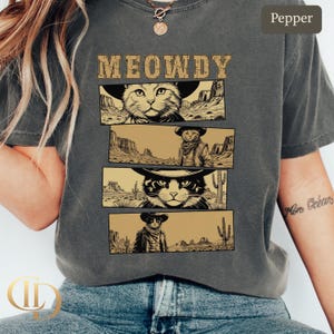 Meowdy Cowboy Cat Shirt, Vintage Western Cat Graphic Tee, Funny Desert Kitty T-Shirt