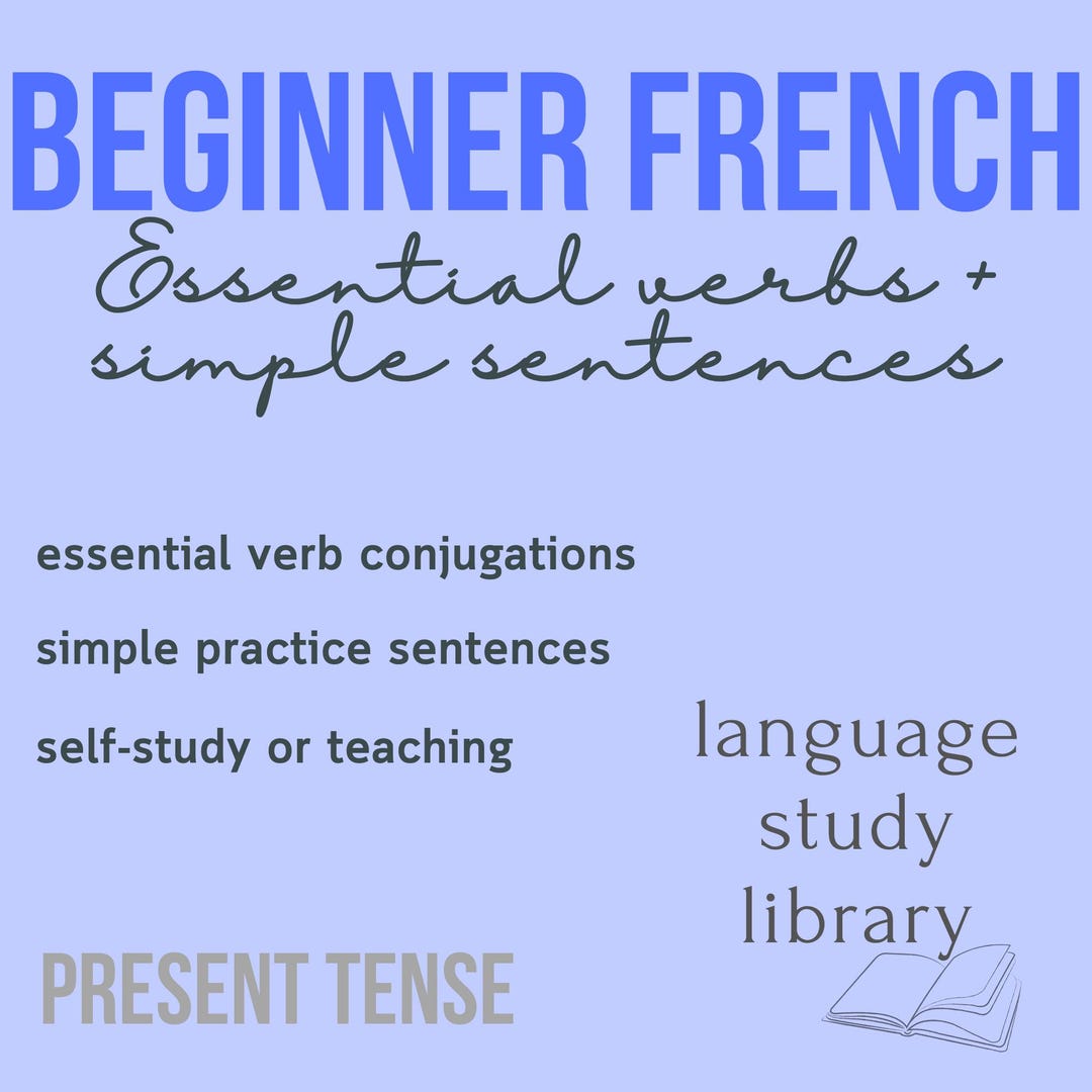 Beginner French - Essential Verbs and Simple Sentences - Etsy