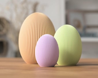 Decorative egg set of 3 with LED tea light – Modern egg decorations, 3D printed in PLA | Minimalist Easter decorations