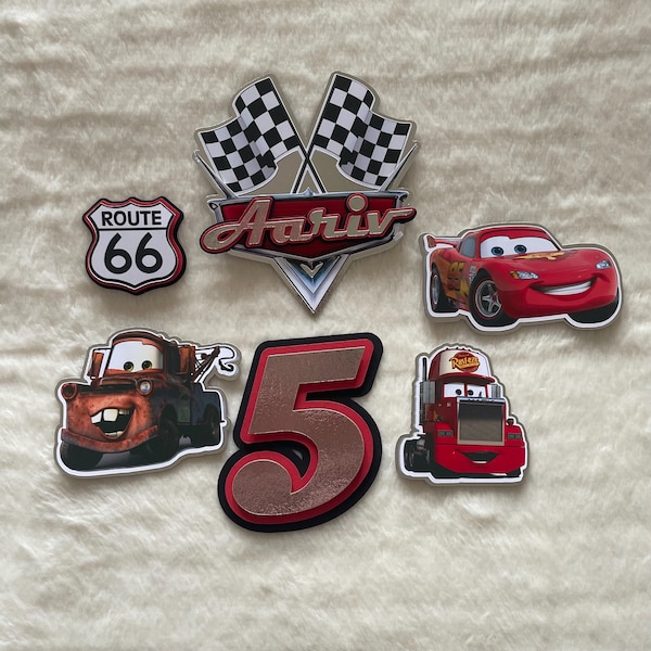 cars cake topper set, lightening McQueen party decor