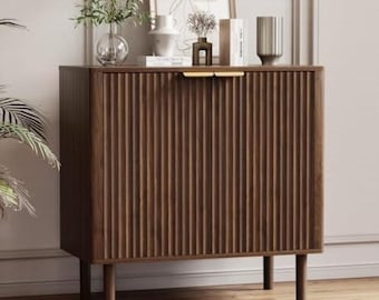 Walnut Fluted Sideboard Cabinet