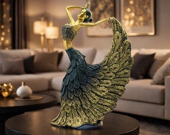 Resin Peacock Dancer Figurine, Modern Art Tabletop Decor