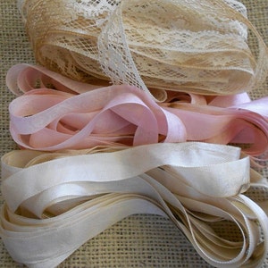 Hand Dyed Seam Binding Ribbon Tea Dyed Antiqued Aged Distressed 15 yards total image 3