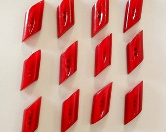 Vintage Lucite Red Licorice Buttons Sew Through set of 12