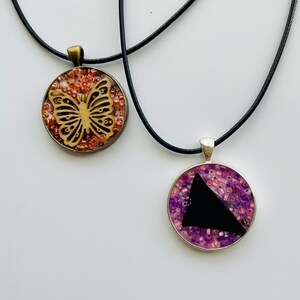 Mosaic necklace.  Fashion jewelry made with glass beads in a metal bezel.