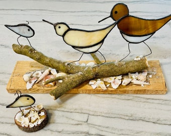Stained glass beach birds decor. Great as a housewarming gift for a coastal home.