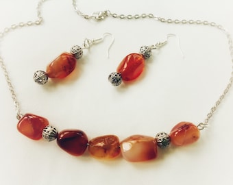 Agate Gemstone Necklace Jewelry, Necklace OR Earrings, beaded Necklace, gift for her, handmade stone jewelry