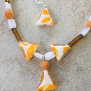 Handmade chunky Beaded jewelry necklace, Yellow Statement necklace that&#39;s easy to put on with toggle clasp