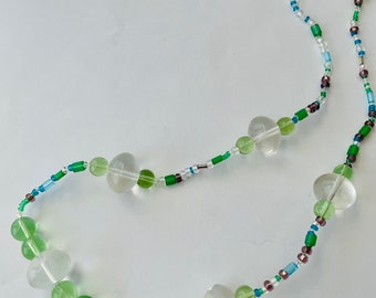 Long Fashion statement Necklace.  It’s a Beaded Necklace with Glass beads.  A great Handmade Christmas Day Gift idea!