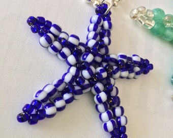 Starfish Necklace, Star Necklace, Beaded Necklace, Starfish Pendant, Star Pendant, handmade jewelry, beaded necklace, handmade jewelry