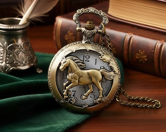 Collar con reloj de bolsillo de bronce inspirado en el steampunk y colgante de cuarzo.