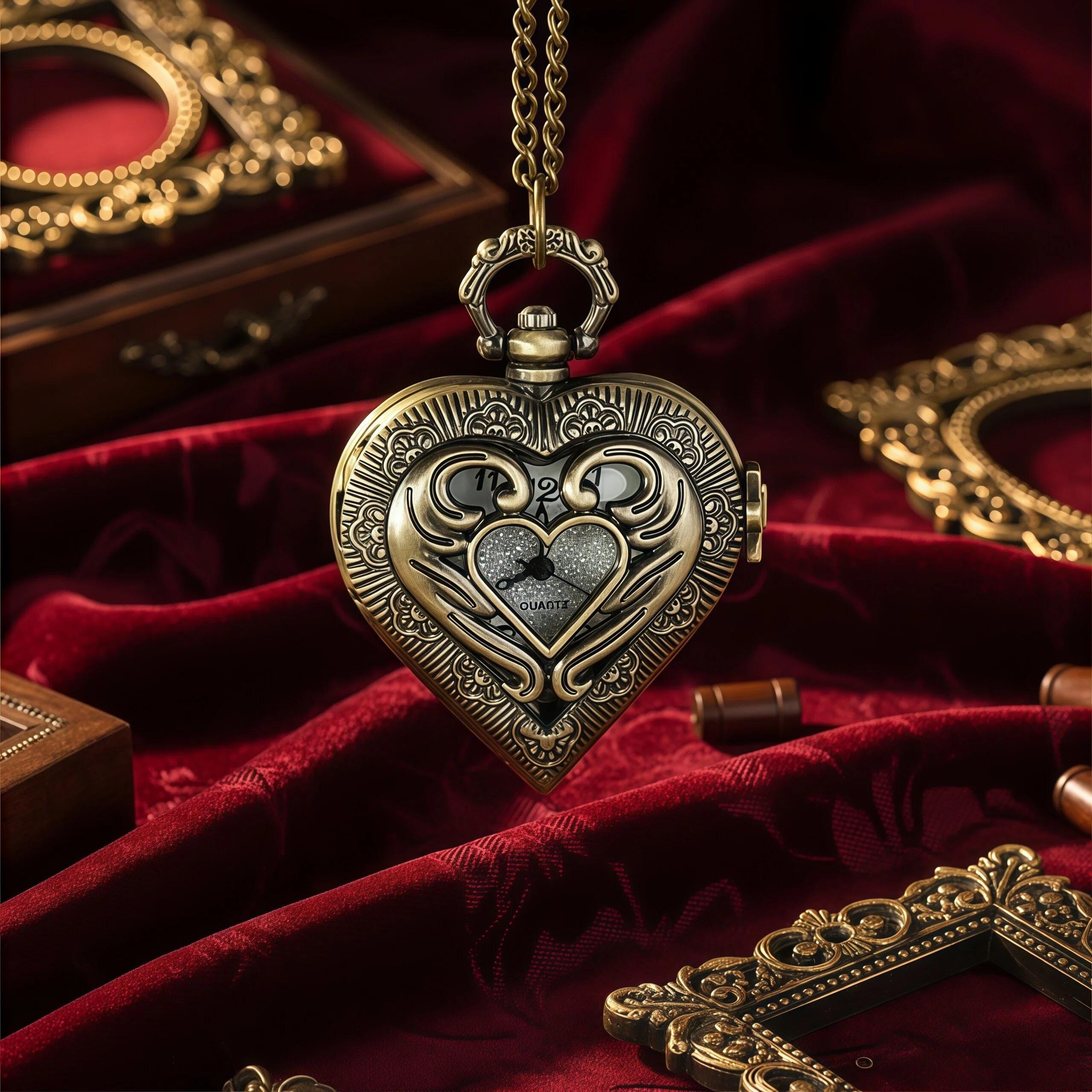 New sisters heart pocket watch battery included Heart Pocket Watch - Etsy main image 3