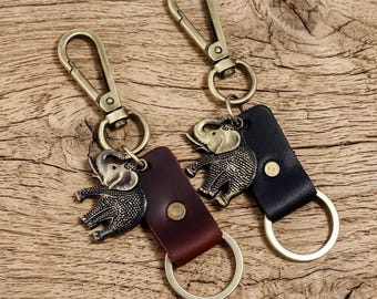 Leather Keychain, Elephant, Bag Charm, Key Fob, Charm Keychain, Purse Charm, Gifts For Women, Girlfriend Gift, Gift For Friend, Gift Ideas