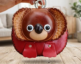 Leather Coin Purse, Koala, Leather Wallet, Zipper Pouch, Clutch Purse, Key Ring, Leather Pouch, Leather Purse, Minimalist Wallet, Gift Ideas
