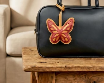 Leather Bag Charm, Butterfly, Purse Charm, Leather Keychain, Birthday Gift, Gifts For Her, Gifts for Sister, Gift Ideas, Mom Gift, Bag Charm