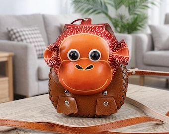 Leather Crossbody Purse, Monkey, Coin Purse, Shoulder Bag, Small Wallet, Leather Pouch, Birthday Gift, Gifts For Women, Funny Gift, Unique