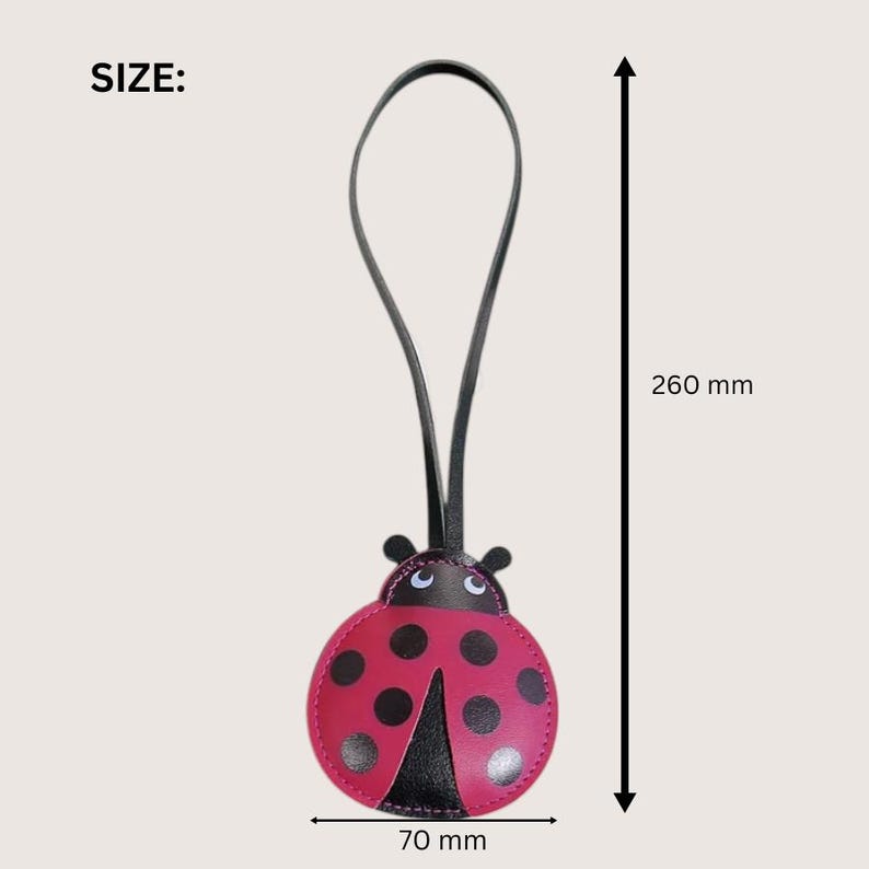 Leather Ladybug Charm, Leather Bag Charm, Handbag Charm, Purse Charm, Cute Beetle Keychain, Leather Gift, Leather Keychain, Gift For Her image 11