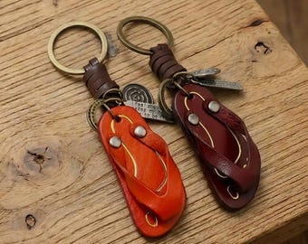 Leather Keychain, Sandals, Purse Charm, Backpack Charm, Bag Charm, Key Holder, Key Fob, Gift for Her, Keyring, Leather Bag Charm, Keychain