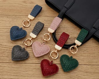 Leather Bag Charm, Heart, Cute Keychain, Purse Charm, Gifts For Her, Birthday Gift, Gift Ideas, Keychain Charm, Gifts For Women, Mom Gift