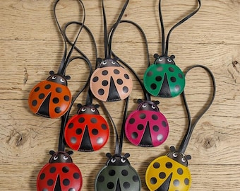 Leather Bag Charm, Ladybug, Leather Keychain, Keychain Charm, Bag Charms, Gift For Friend, Birthday Gift, Mom Gift, Gift Ideas, Bag Pendant