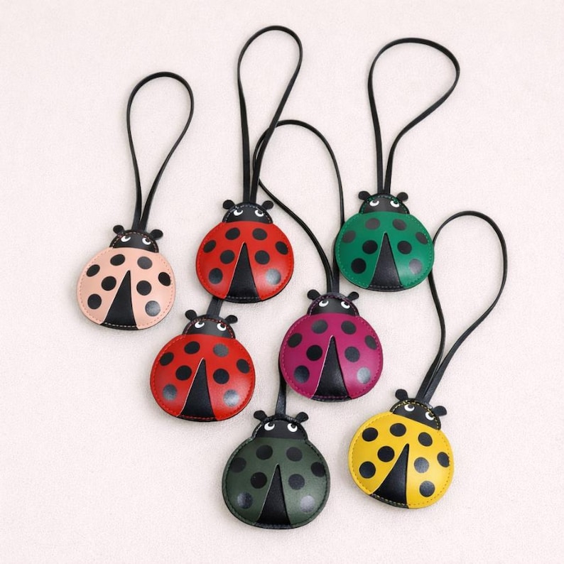 Leather Ladybug Charm, Leather Bag Charm, Handbag Charm, Purse Charm, Cute Beetle Keychain, Leather Gift, Leather Keychain, Gift For Her image 10