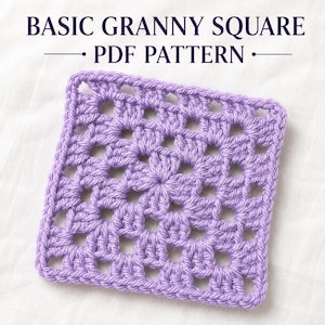 Granny Square Crochet Pattern PDF, Classic Crochet Square Motif, Easy Beginner Pattern, Afghan Blanket Block, Digital Download
