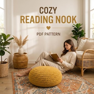 Crochet Floor Pouf Pattern PDF, Round Ottoman Crochet Pattern, Floor Cushion Pattern, Beginner Crochet Home Decor