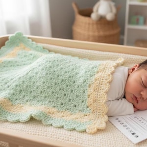 Modèle de couverture bébé au crochet | Modèle de couverture bébé au point coquille | Téléchargement numérique | Modèle de couverture pour nouveau-né