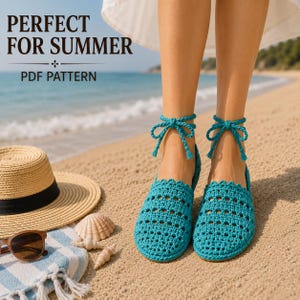 Crochet Sandal Pattern PDF, Crochet Lace Sandals Pattern, Women's Summer Slippers, Beach Shoes, Beginner Crochet Digital Download