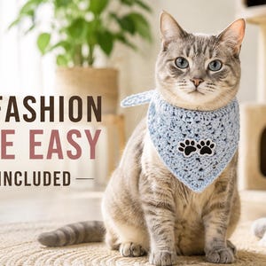 Crochet Pet Bandana Pattern PDF, Dog & Cat Bandana Crochet Pattern, Beginner Pet Scarf Tutorial, Digital Download