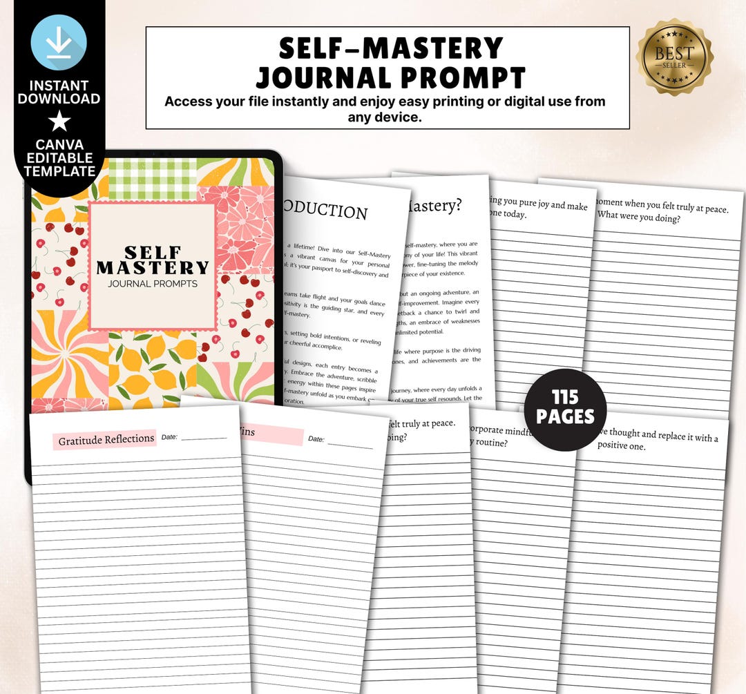 Self Mastery Prompt Journal, Guided Personal Growth and Self Discipline ...