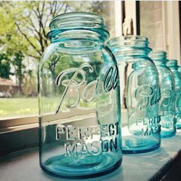 Vintage Ball  Perfect Mason Jar Aqua Blue Wedding Centerpiece Vase