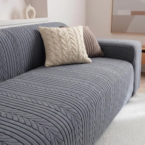 ストレッチソファカバー ニット生地 ソファースリップカバー 完全保護 ペットフレンドリー 家具リフレッシュ リビングルーム モダンデザイン 伸縮性フィット