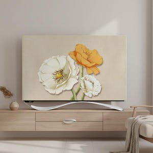 布製テレビダストカバー、3Dテクスチャフラットスクリーンテレビカバー、モダンジャパンスタイルのスクリーン装飾タペストリー