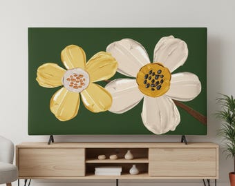 Funda de TV floral, protector de pantalla de tela, protector de pantalla elástico, funda antipolvo para TV LCD, accesorio moderno para televisor de sala de estar