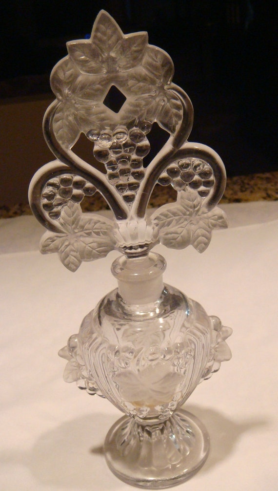 Items similar to Imperial Glass vintage crystal perfume bottle grapes design on Etsy
